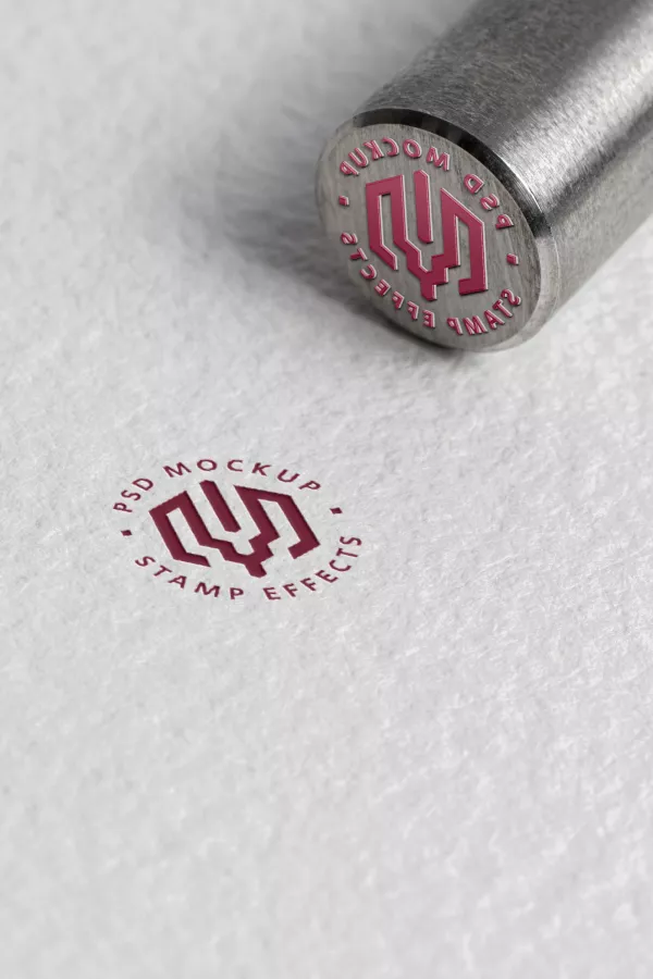 Close Up Metal Stamp Effect Mockup