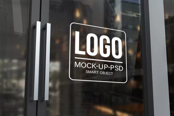 Free Download Logo Mockup Glass Door - GFXLoad