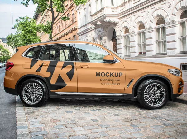 Branding Car Street Mockup