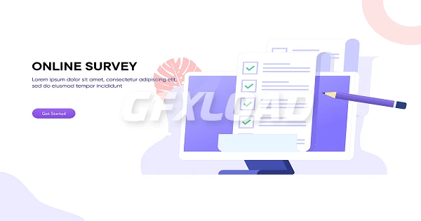 Free Download Online Polling Survey Illustration Concept People Filling Online Survey Form Laptop List Paper Note - GFXLoad
