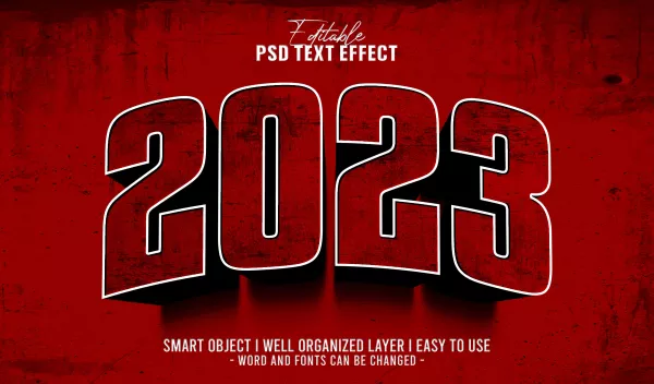Free Download 3D 2023 New Year Colorful Editable Text Effect Template - GFXLoad