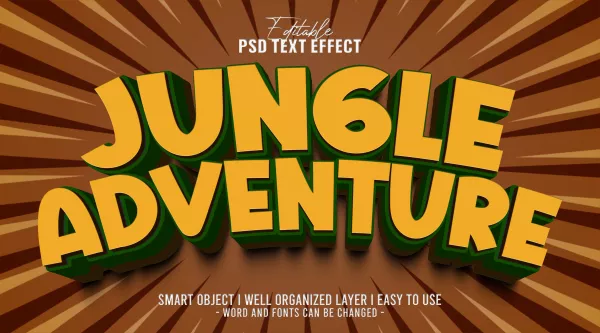 3D Jungle Adventure Editable Text Effect Template