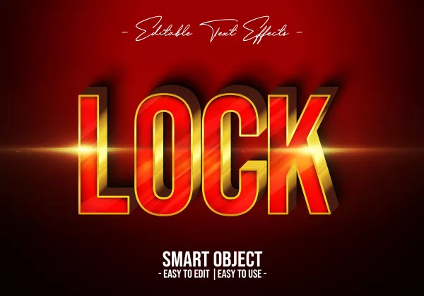 3D Lock Text Style Effect
