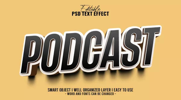 3D Modern Podcast Editable Text Effect Template