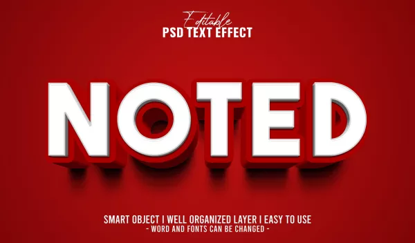 3D Red Noted Editable Text Effect Template