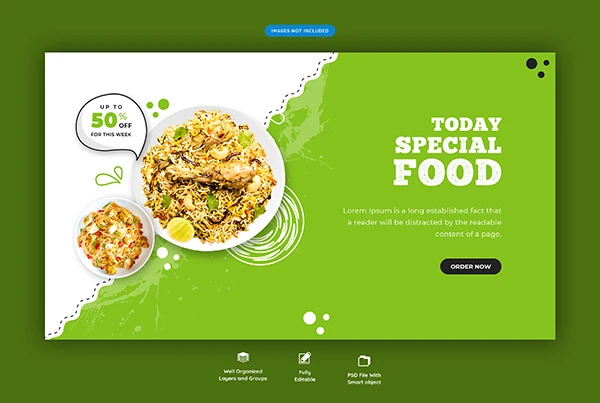 Food Menu Restaurant Horizontal Web Banner Template