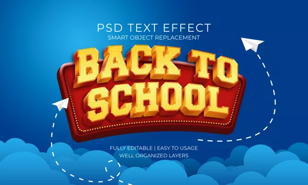 Back School Gold Red Text Effect