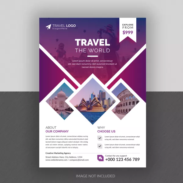 Business Flyer Design Brochure Cover Page Template Travel Agency