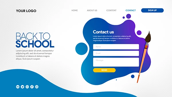 Landing Page Back School Colorfull With Brush