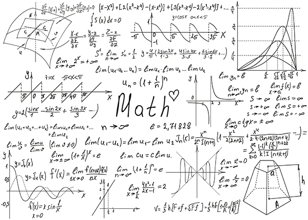 Mathematical Formulas Drawn By Hand White Chalkboard Background