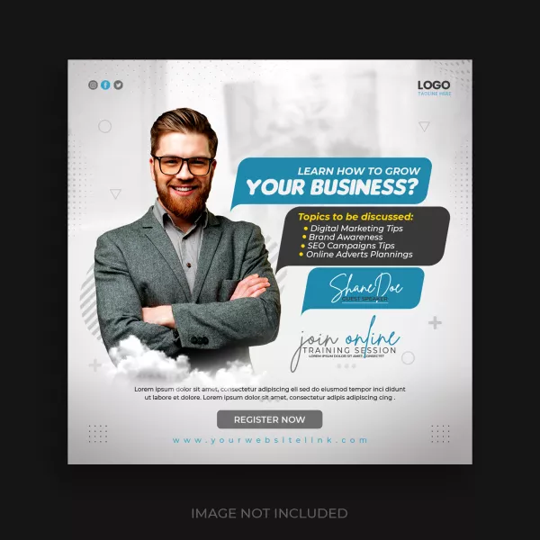 Digital Marketing Live Webinar Corporate Social Media Post Template