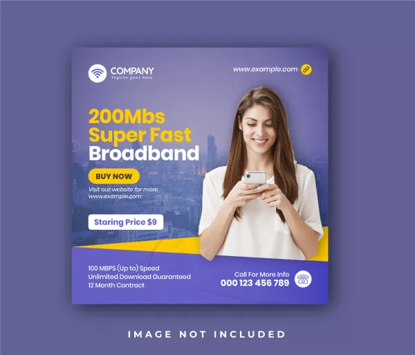 Free Download Editable Post Template Instagram Post Banner Internet Serice Promotion - GFXLoad