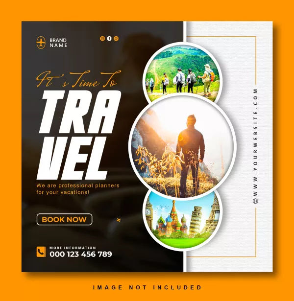 Travel Banner Social Media Instagram Post Flyer Design Template