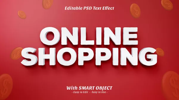 Online Shopping 3D Text Effect Editable Text Style